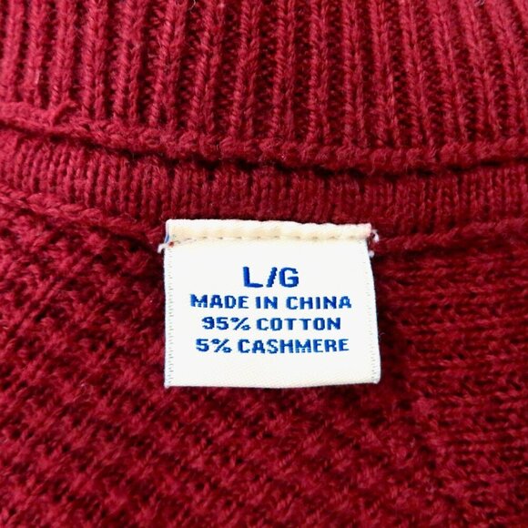 NEW! Tommy Bahama 1/4 Zip Waffle Knit Sweater Cashmere Blend Burgundy Red SZ L - Picture 8 of 8
